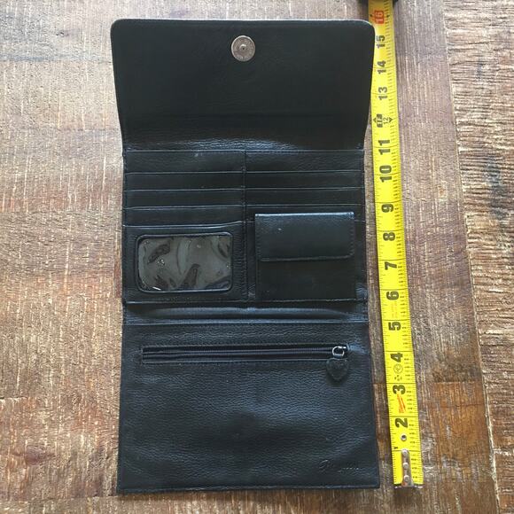 Brighton Clutch Wallet Organizer Croc Embossed Leather Vintage Retired Brown - Picture 3 of 11